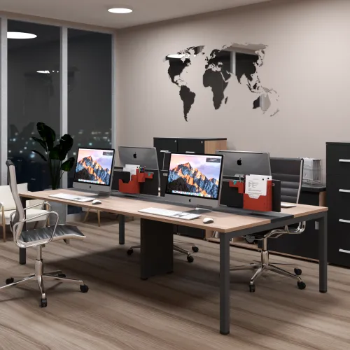 PLATAFORMA DE TRABALHO DUPLA COM BIOMBO DIVISOR - WP